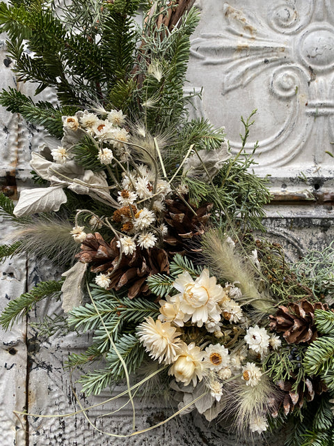Holiday Wreath: White Christmas - Sunny Meadows Flower Farm