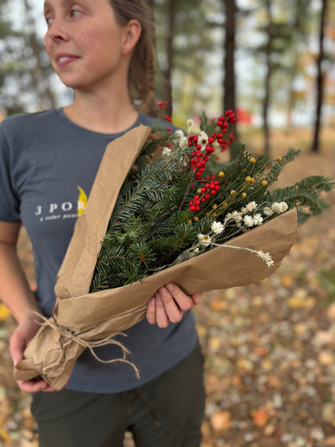 Holiday Evergreen Bouquet - Sunny Meadows Flower Farm