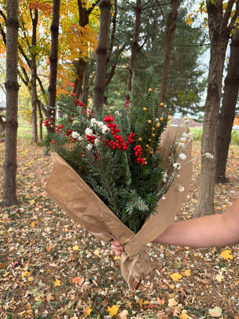 Holiday Evergreen Bouquet - Sunny Meadows Flower Farm