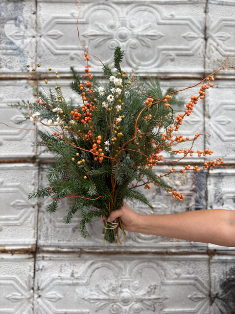 Holiday Evergreen Bouquet - Sunny Meadows Flower Farm