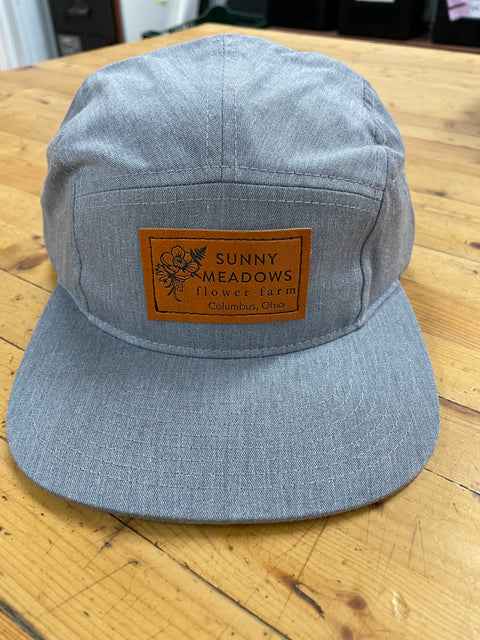 SMFF 5 Panel Hat Grey - Sunny Meadows Flower Farm