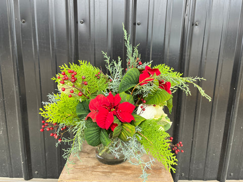 Poinsettia Vase Arrangement