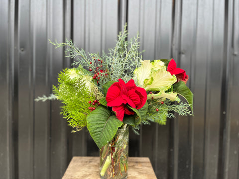 Poinsettia Vase Arrangement