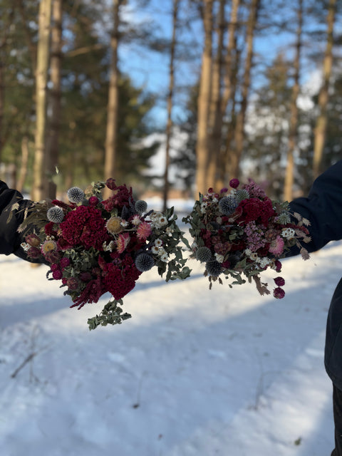 Dried Bouquet-Raspberry Beret - Sunny Meadows Flower Farm