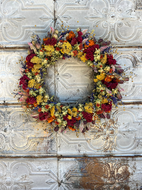 Dried Wreath-Crayon Box - Sunny Meadows Flower Farm