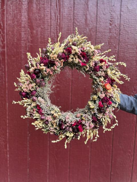 Dried Wreath-Dark & Moody - Sunny Meadows Flower Farm