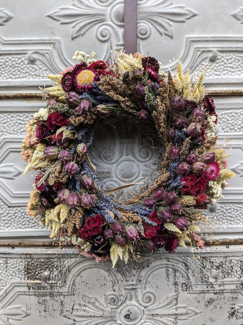 Dried Wreath-Dark & Moody - Sunny Meadows Flower Farm