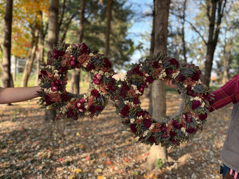 Dried Wreath-Dark & Moody - Sunny Meadows Flower Farm