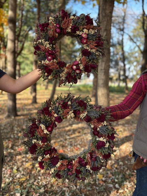 Dried Wreath-Dark & Moody - Sunny Meadows Flower Farm