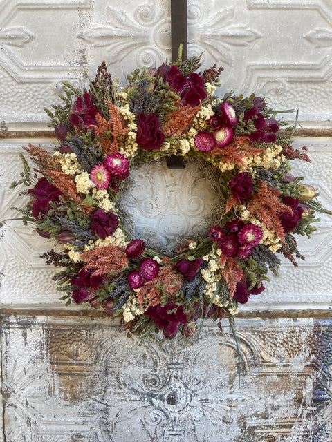 Dried Wreath-Dark & Moody - Sunny Meadows Flower Farm