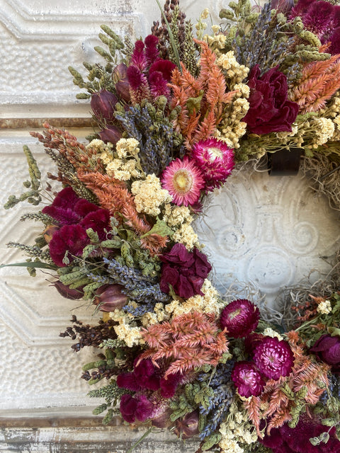 Dried Wreath-Dark & Moody - Sunny Meadows Flower Farm