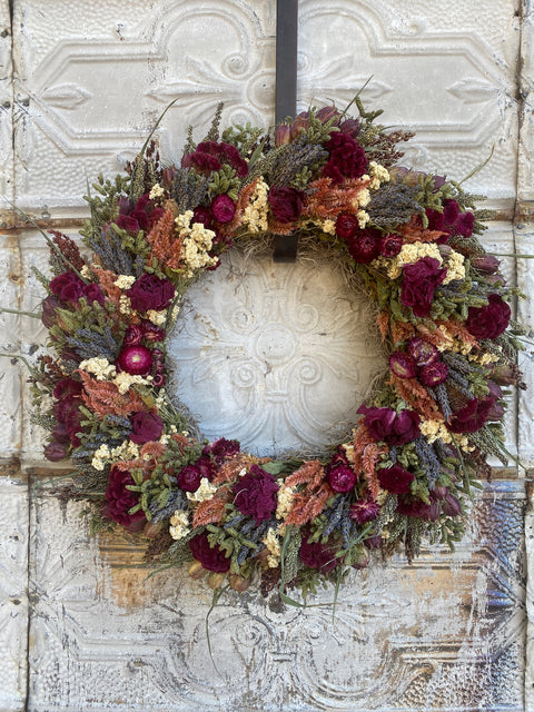 Dried Wreath-Dark & Moody - Sunny Meadows Flower Farm