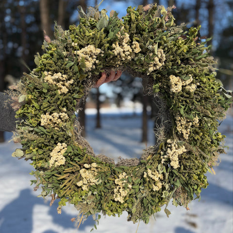 Dried Wreath-Green with Envy - Sunny Meadows Flower Farm