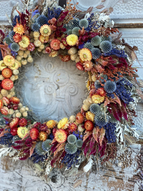 Dried Wreath-Island Sunset - Sunny Meadows Flower Farm