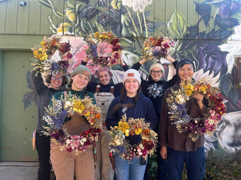 Dried Wreath-Over the Rainbow - Sunny Meadows Flower Farm