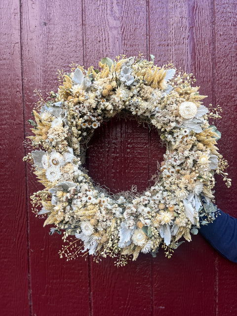 Dried Wreath-Snow White - Sunny Meadows Flower Farm