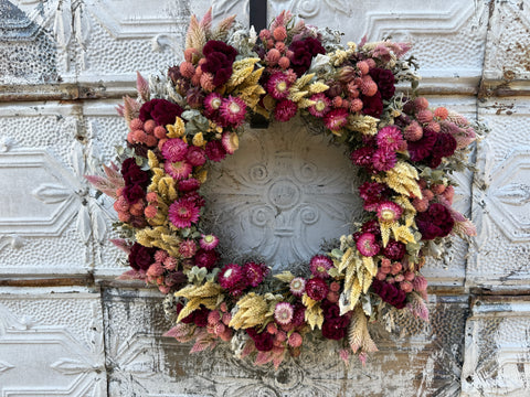 Dried Wreath-Strawberry Fields - Sunny Meadows Flower Farm