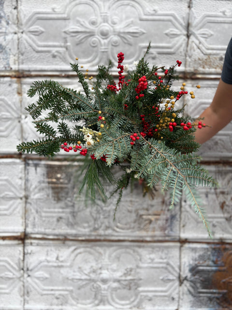 Holiday Evergreen Bouquet - Sunny Meadows Flower Farm
