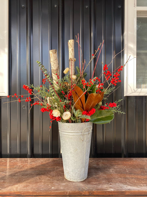 Holiday Evergreen Planter - Sunny Meadows Flower Farm